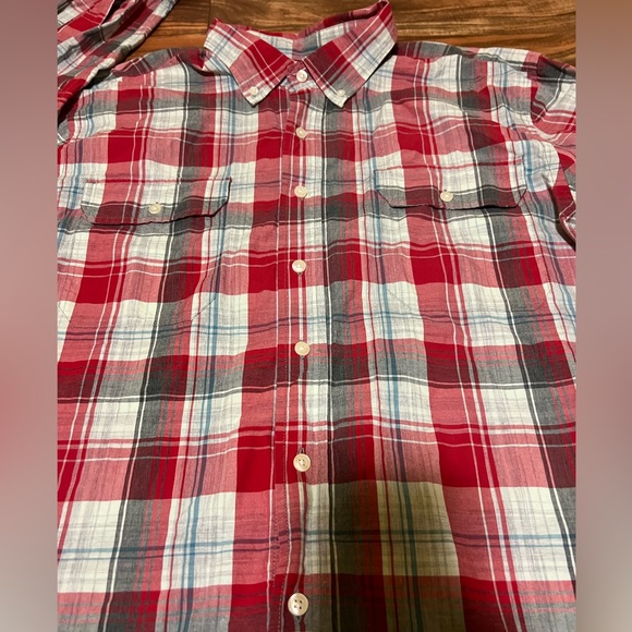 Gap men’s red and gray plaid long sleeve button up classic fit shirt size XL - Picture 3 of 8